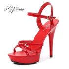 Shuzumaio женская модель Лето 2020 пикантные офисные и деловые туфли из лакированной кожи на высоком каблуке и платформе с перекрестной шнуровкой 13 см