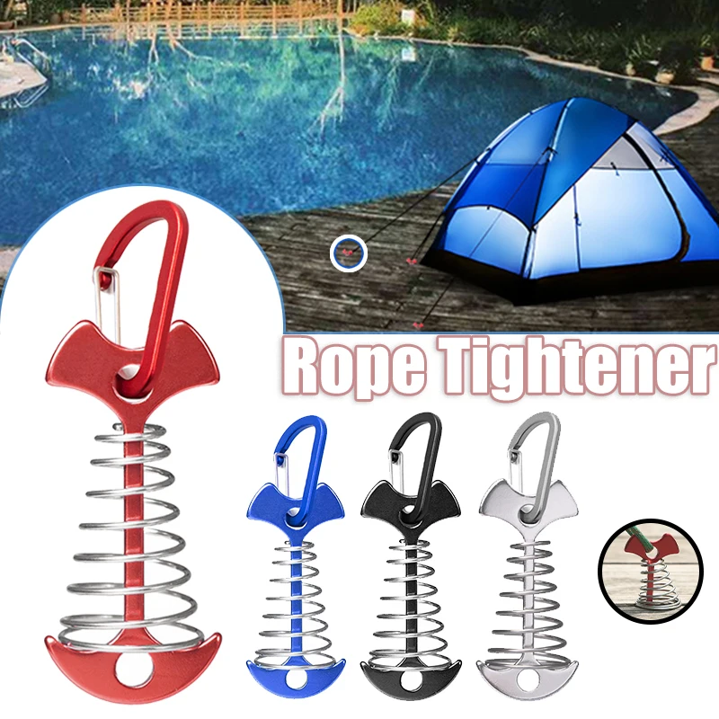 

5pc Fishbone Tent Rope Tightener with Carabiner Clip Aluminum Alloy Deck Tie Down Anchor Cord Adjuster Camping Accessory SAL99