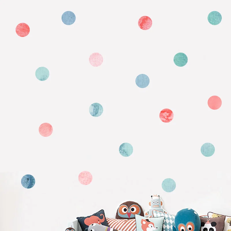 48 шт./компл. розовые синие акварельные наклейки в горошек для детской спальни