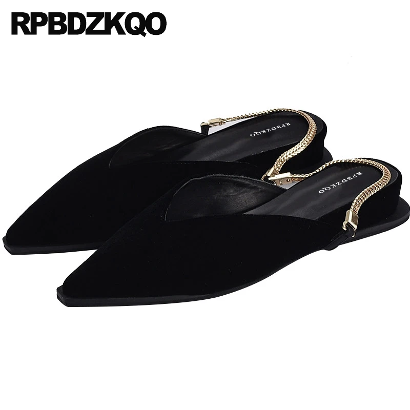 

Suede Chain Large Size Metal 2021 11 Casual Mules Slip On Black 10 Women Pointed Toe Slippers Flats Designer Shoes China Pointy