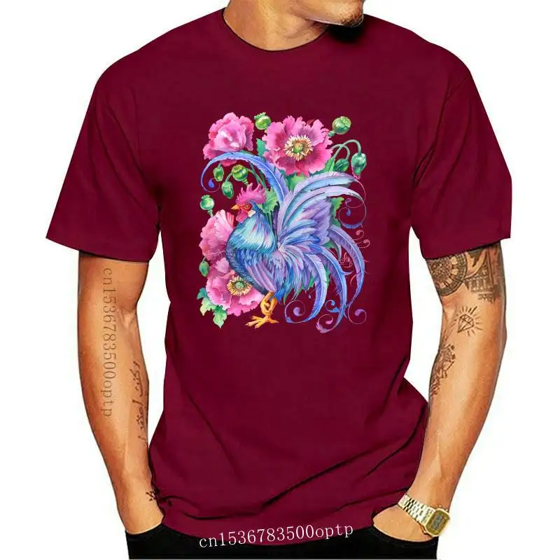 

New Watercolor Flowers Blue / Water Rooster tshirt women kawaii clothes animal print tumblr t shirt femme streetwear Free Shipin