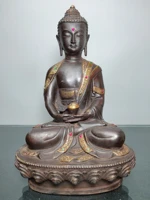 11chinese temple collection old bronze lacquer cinnabar statue of sakyamuni medicine buddha enshrine the buddha