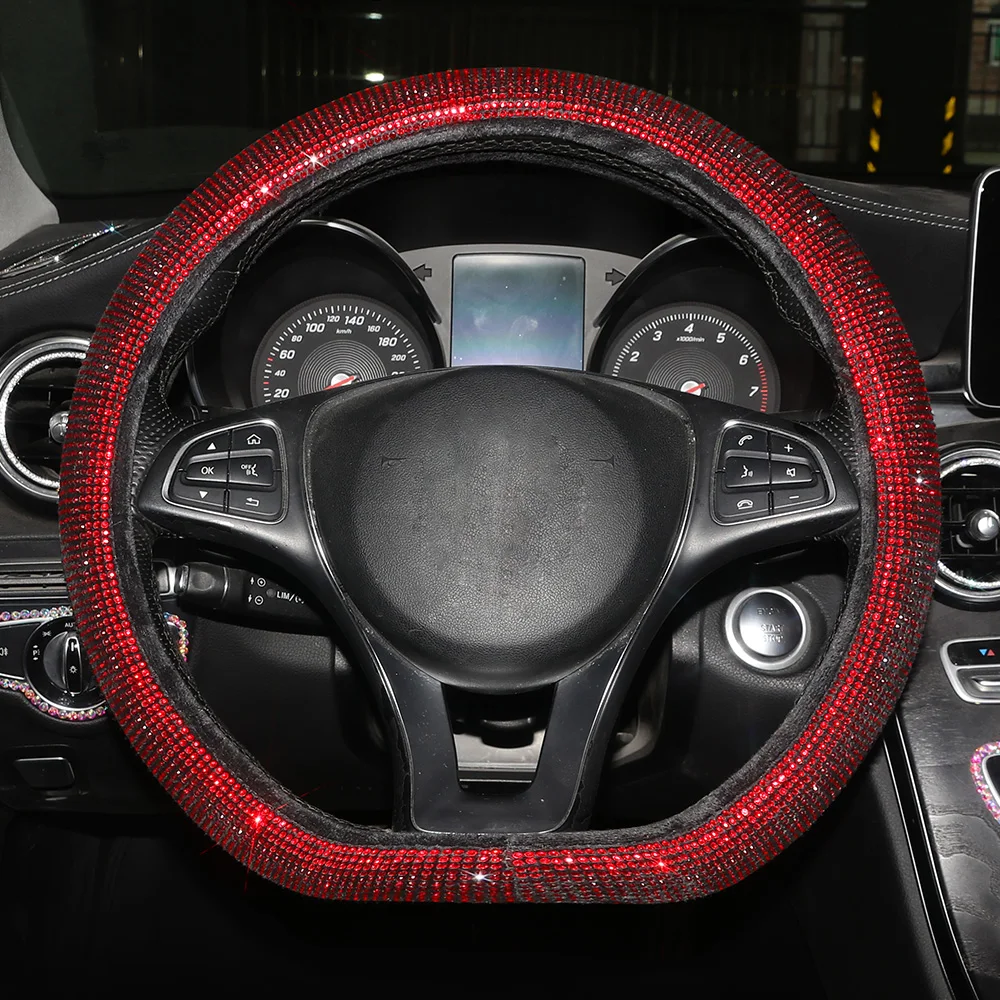 Чехлы рулевого колеса автомобиля Стразы с плоским дном D-образной формы для Volkswagen