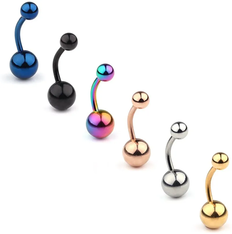 Серьга для живота из хирургической стали 316L кольцо на пупок 14 г 6 шт. разные цвета |