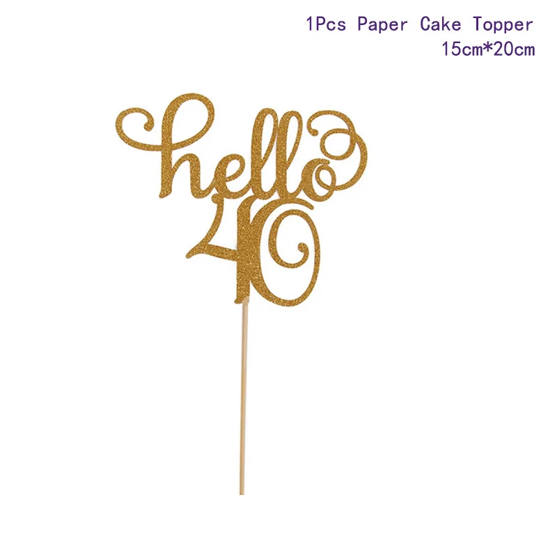 40th Cake Topper Taoup 40th день рождения посуда бумажные тарелки баннеры скатерть полотенца с днем рождения 40 украшения для взрослых родителей - Цвет: 40th Cake Topper