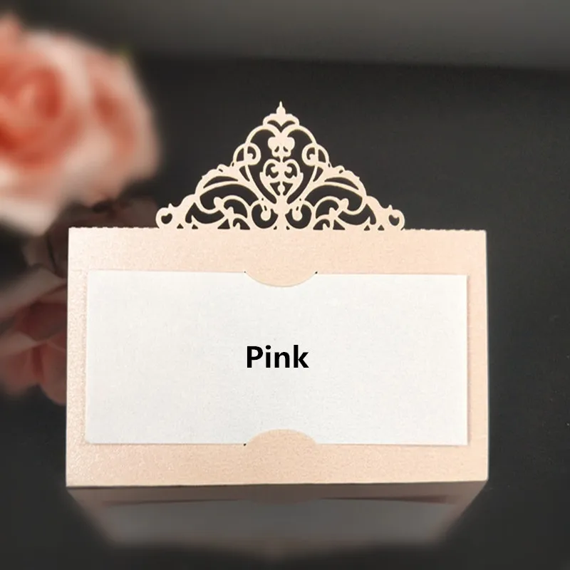 pink Лазерная резка 9*9 см 50 шт полые Свадебные настольные карты для свадьбы/вечеринки в честь рождения детей 7Z-SH873-50 - Цвет: pink
