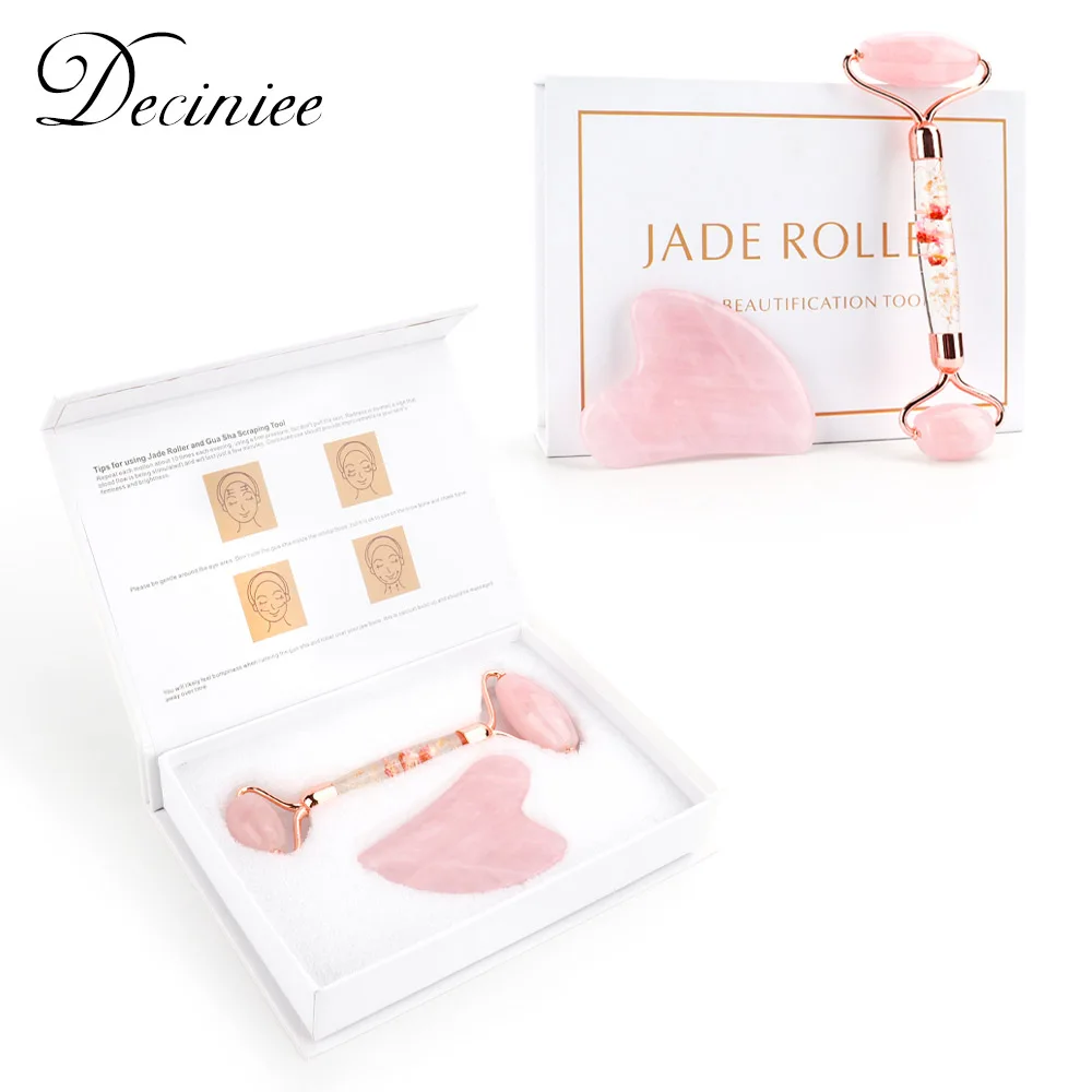 Лепестковый кварцевый нефритовый роликовый розовый натуральный массаж