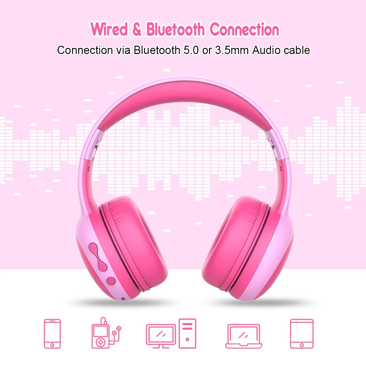 Bluetooth-наушники E61 Gorsun детские 85 дБ зеленый | Электроника