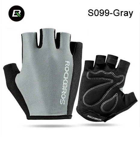S099-Gray ROCKBROS, велосипедные перчатки, мужские велосипедные перчатки, перчатки для горного велосипеда, перчатки для горного велосипеда, спортивные, дышащие, для тренажерного зала, Нескользящие,, велосипедное снаряжение - Цвет: S099-Gray