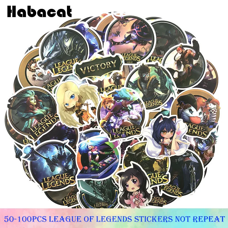 

50-100Pcs/pack LOL/ League Legends Graffiti Stickers Hot Game KDA Stickers For Motorcycle Skateboards Laptop Luggage Stickers
