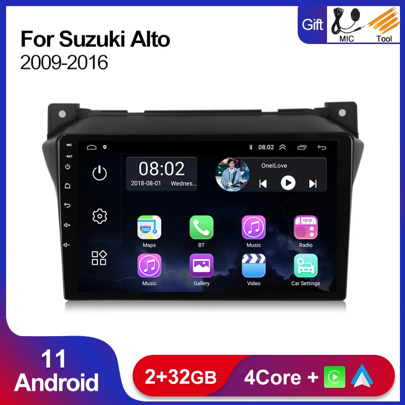 

Автомагнитола 9 ", мультимедийный плеер на Android 11, с GPS, для Suzuki Alto 2009, 2010, 2011, 2012, 2013, 2014, 2015, 2016, типоразмер 2 Din