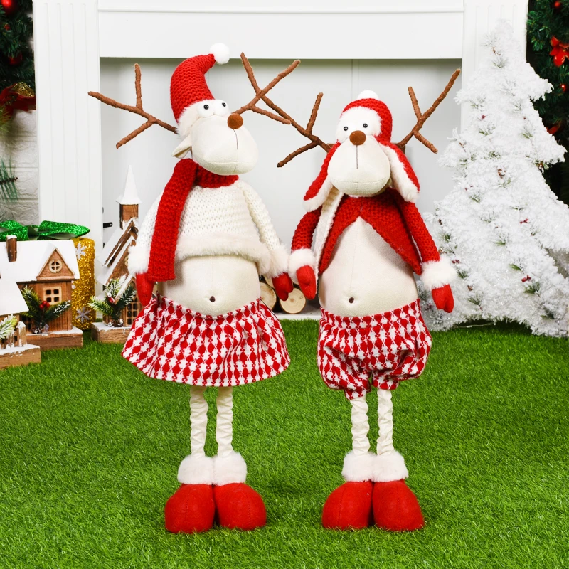 

New Year Red Xmas Reindeer Doll christmas decoration For Home Navidad Figurine Elk Toys Kid Xmas Gift Christmas tree Ornaments