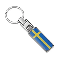 fashion car key chain 3d epoxy sweden swedish flag badge metal key ring for toyota subaru lada ford suzuki chevrolet audi bmw vw