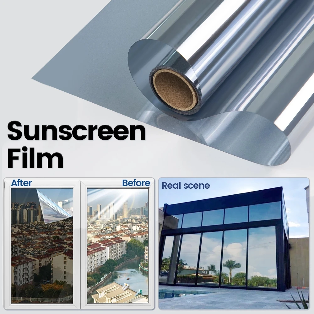 

50/60/70/80/90cm Large solar film one-way mirror window film anti-ultraviolet self-adhesive privacy protection film