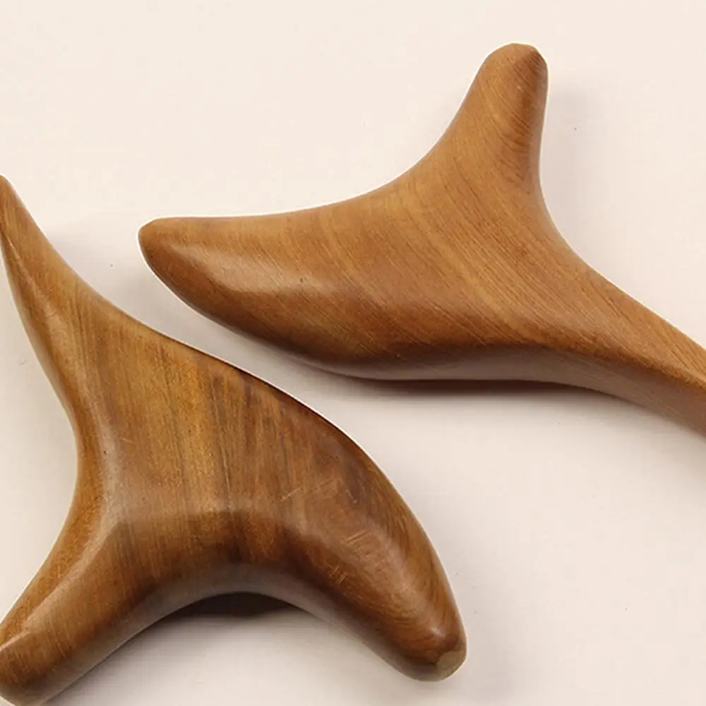 Деревянный акупунктурный Т образный ручной массажер треугольный домашний