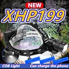 Мощный налобный фонарь XHP199, перезаряжаемый от USB, налобный фонарь 18650, XHP70 COB, светодиодный налобный фонарь, налобный фонарь для рыбалки