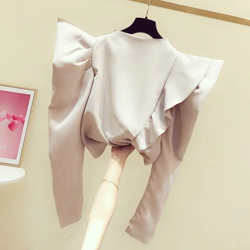 Женские блузки и топы весна 2020 новая корейская мода темперамент атласная с