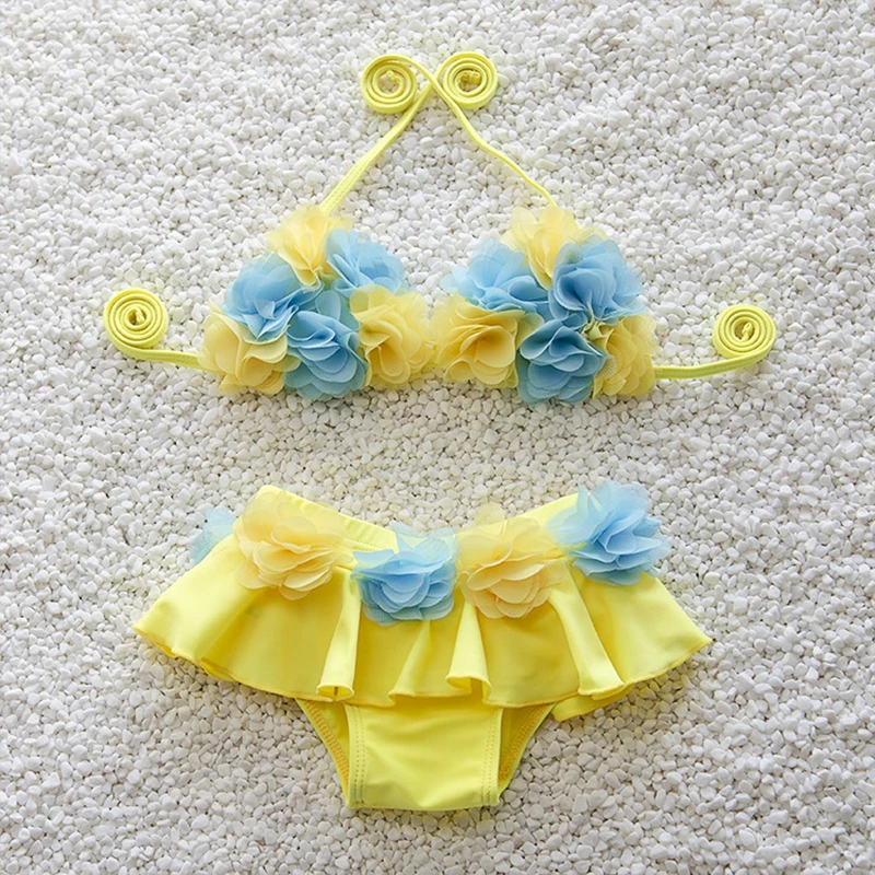 Купальник бикини для девочек 1 5 лет розовый/синий/желтый/розовый|Купальники| |