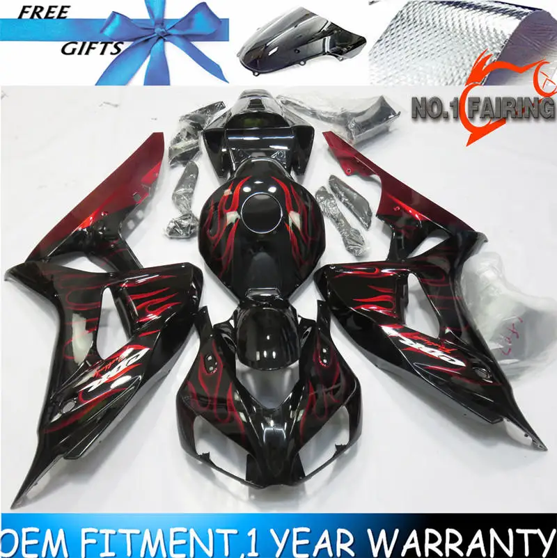 Red Black ZXMT обтекатель с комплектом кузова Подходит для Honda CBR1000RR 2006 2007 06 07 ABS литья под давлением многоцветный синий желтый красный белый черный - Цвет: Red Black
