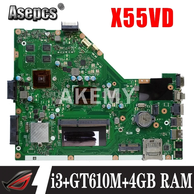 AKemy X55VD для ASUS X55V X55C X55VDR материнская плата ноутбука I3 2350M процессор REV.3.1 4 Гб с