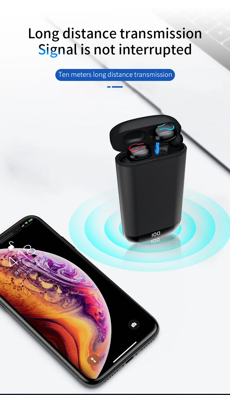 2в1 5,0 Bluetooth наушники и 6000 мАч чехол для зарядки аккумулятора 2 мобильных телефона 3D стерео наушники Беспроводная гарнитура с микрофоном