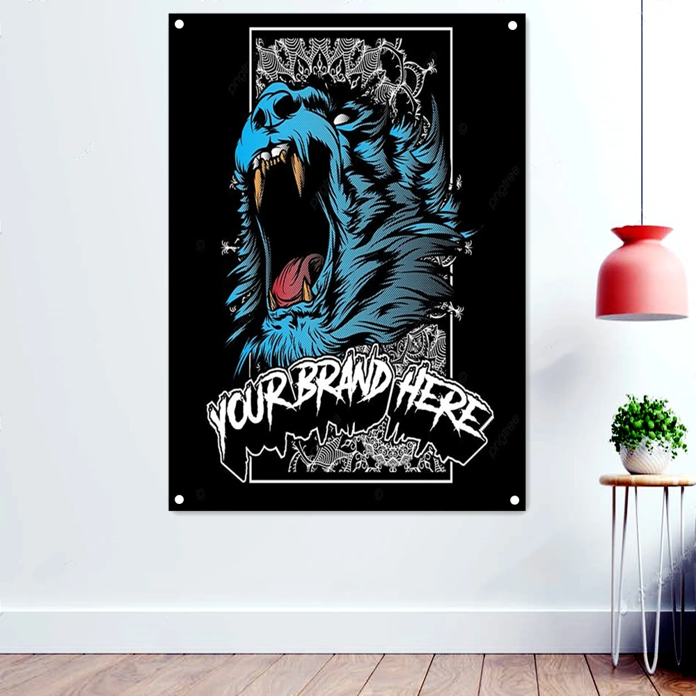 

YOUR BRAND HERE Heavy Metal Music Rock Band Banner Wall Chart Fantastically Brutal Dark Art Flag Skull Tattoo Art Poster Mural