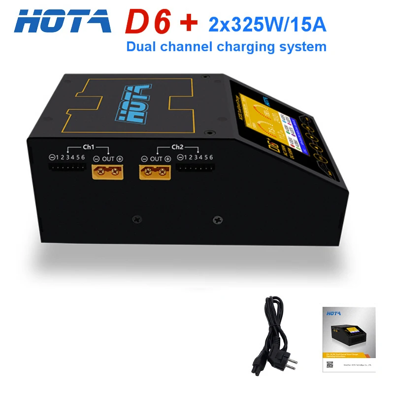 HOTA D6 + Plus AC 300 Вт DC 2X325W 2X15A Двухканальное умное зарядное устройство Dis Lipo для