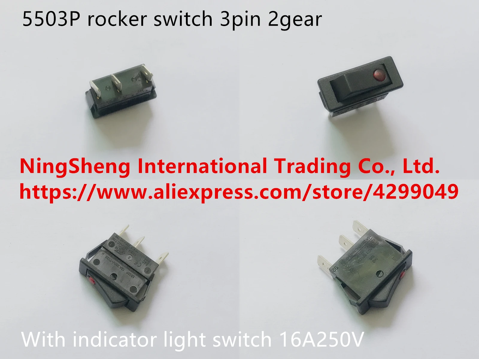 

Original new 100% 5503P rocker switch 3pin 2gear with indicator light switch 16A250V