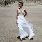 Платье свадебное с V-образным вырезом, на бретелях