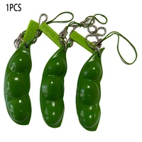 cute toy squeeze bean keychain pendant mobile phone chain pea pendant for reducing anxiety and stress