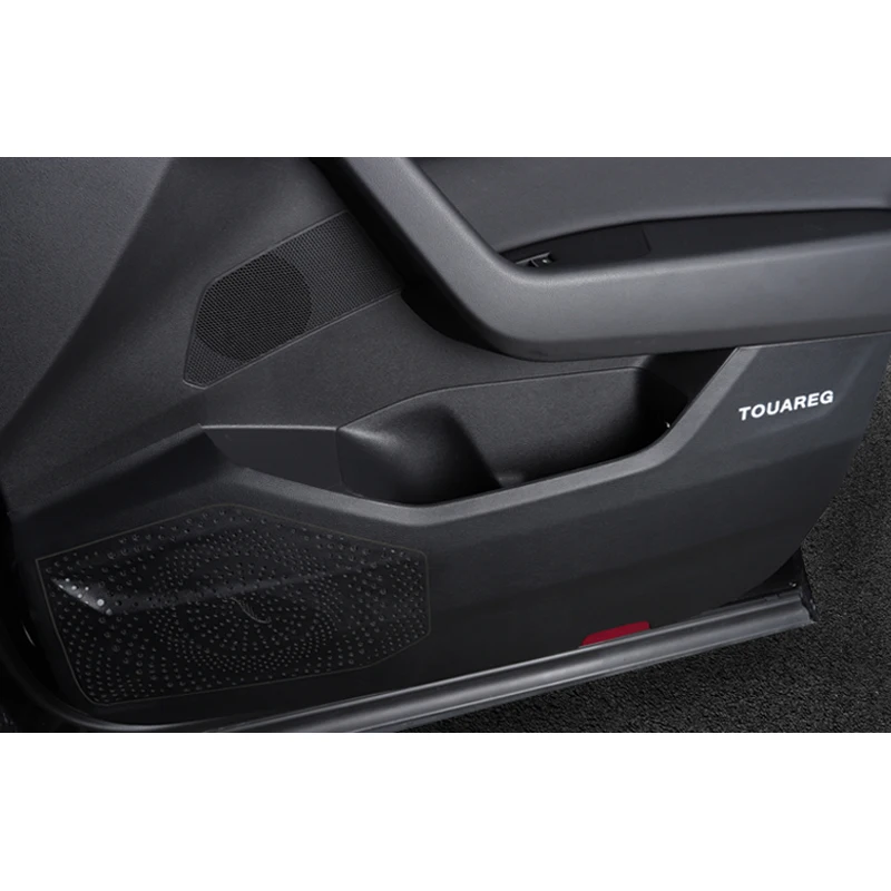 

carbon fiber leather car door anti-kick mat for volkswagen touareg vw cr 2018 2019 2020 2021 2022 interior accessories styling