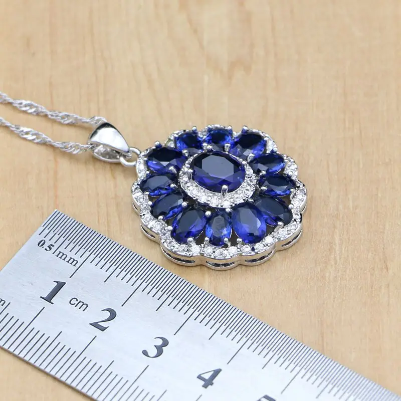 Комплект ювелирных изделий Hyperbole из серебра 925 пробы с синим цирконием и белыми