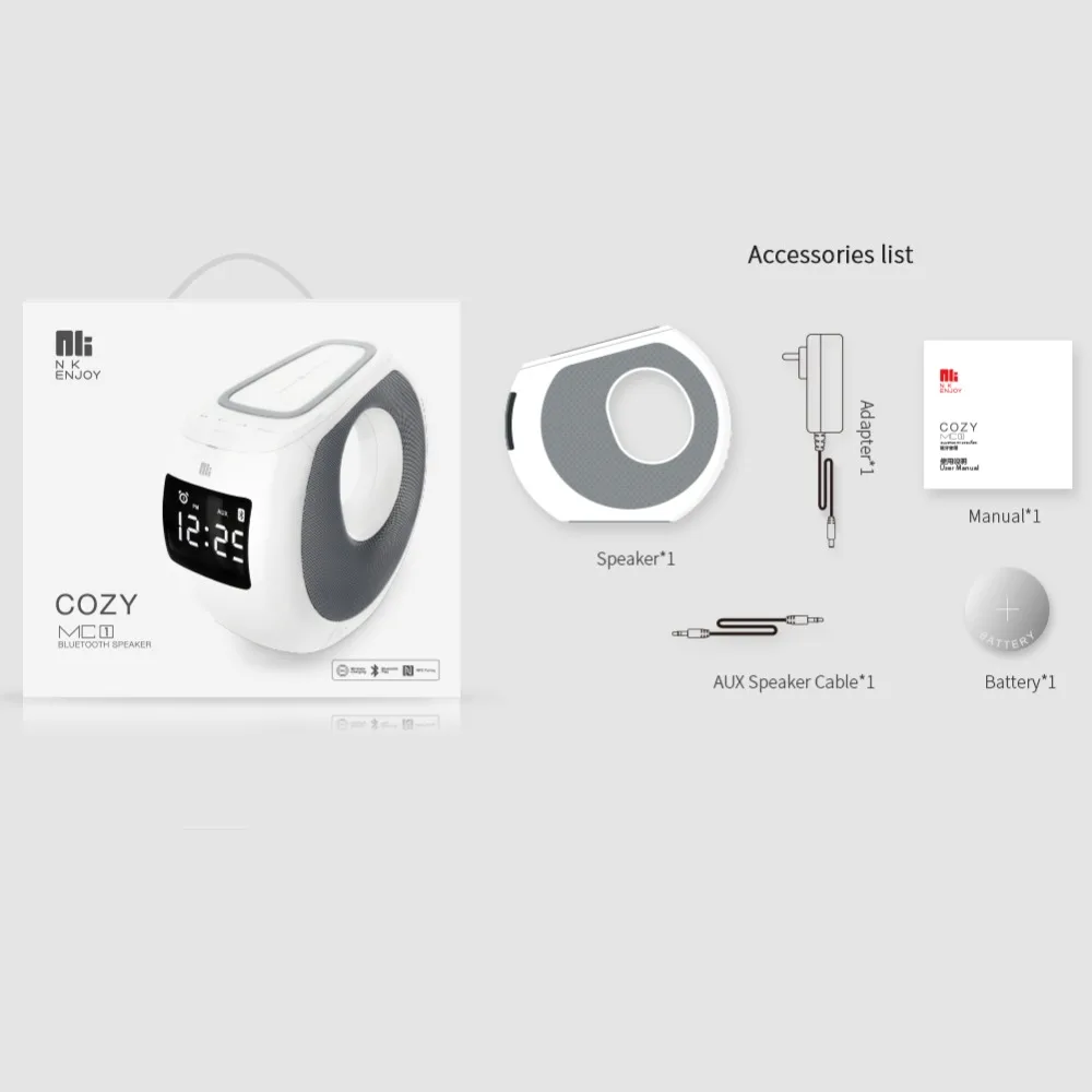Nillkin многофункциональное Беспроводное зарядное устройство qi+ bluetooth-колонки+ Портативный будильник+ ВЧ-вызов+ NFC пара+ ЖК-дисплей уютный простой