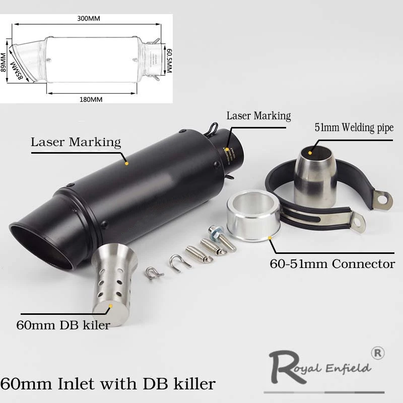 51/60 мм универсальный глушитель выхлопной трубы мотоцикла двойной влево скутер