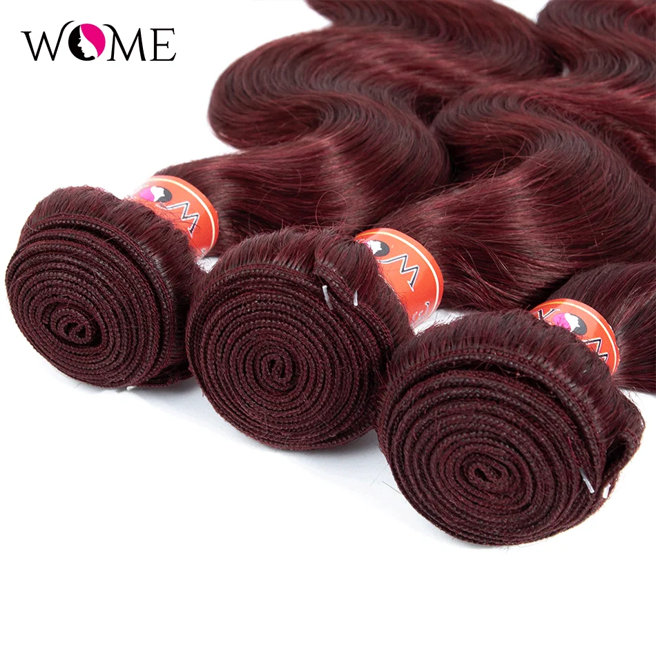 Бразильский 99j объемная волна бордовый пряди с закрытием Цветной 4x4 кружева