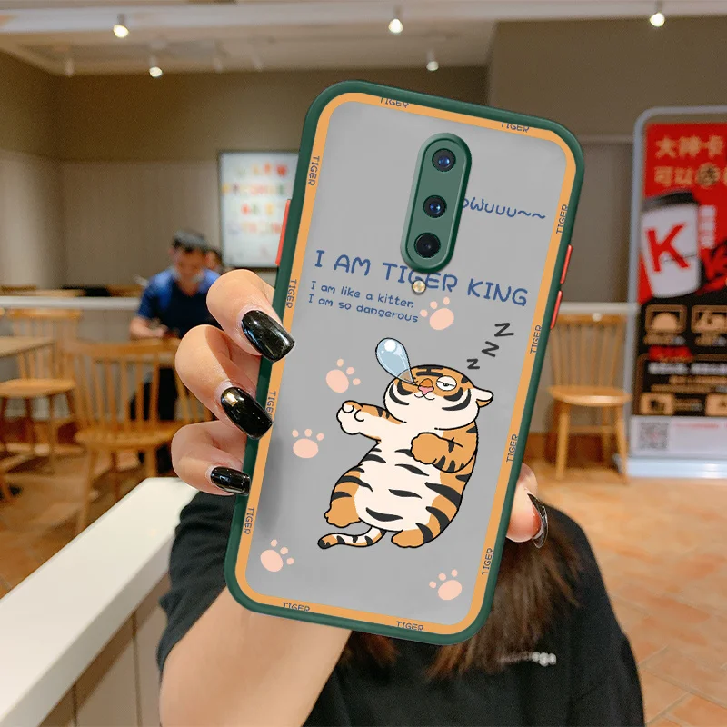 

Sleeping Tiger Liquid Silicone Case For Oneplus 9 8 7 pro 8T 7T 7T Pro Camera Lens Protection Shockproof Soft Phone Back Cover