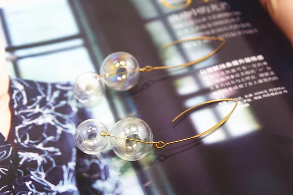 2019 модные корейские длинные серьги-капли с двойным стеклом для женщин ювелирные