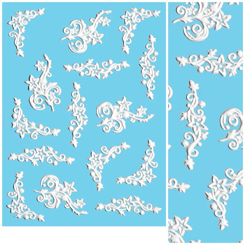 3D акриловая гравированная наклейка с цветком для ногтей тисненые кружевные