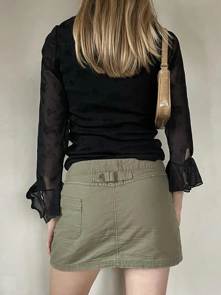 Weekeep/Модная Джинсовая юбка мини с карманами в стиле пэчворк Повседневная