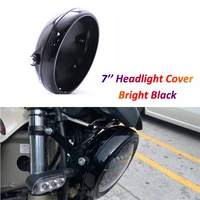 motorcycle 7 inch led headlamp cover cafe racer chopper retro motorbike custom round light metal lamp bowl bright black chrome