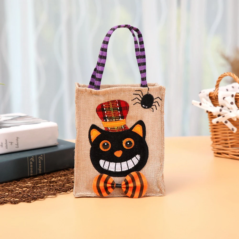 1 шт. Подарочная сумка на Хэллоуин вечерние квадратная Льняная в виде тыквы