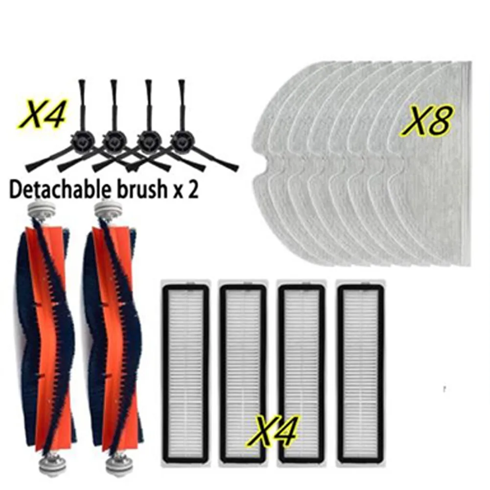 

2* Roller Brush 4* Filters 4* Side Brushes 8* Rags Mopping Cloths For Xiaomi Dreame Bot Z10 Pro L10 Plus Robotic Vacuum Cleaner