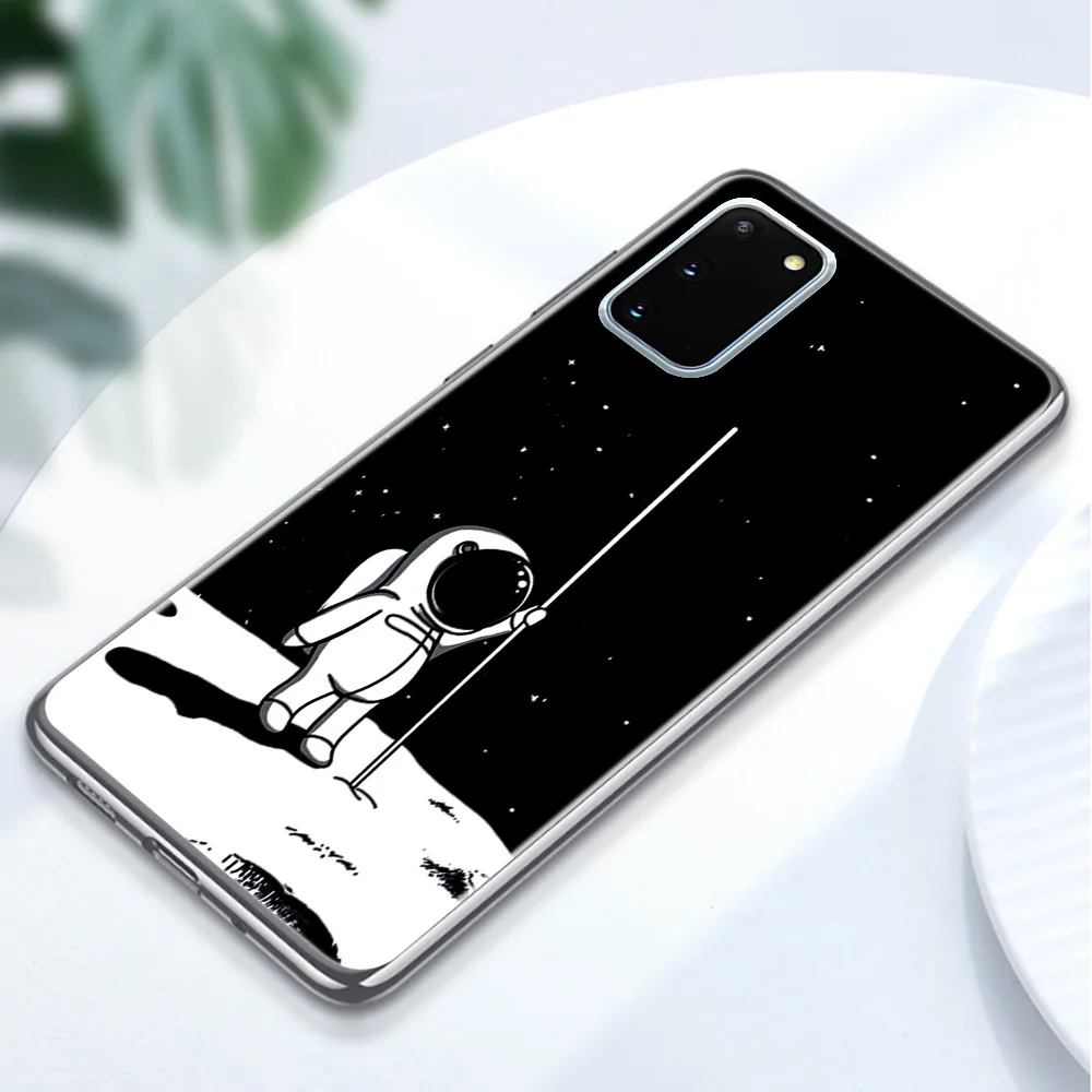 

Astronaut Case For Samsung S21 A51 S10 S9 S8 S20 FE Plus Ultra A50 A71 A70 A21S A72 A52 A02S A12 NOTE 20 10 9 Plus Soft TPU Back