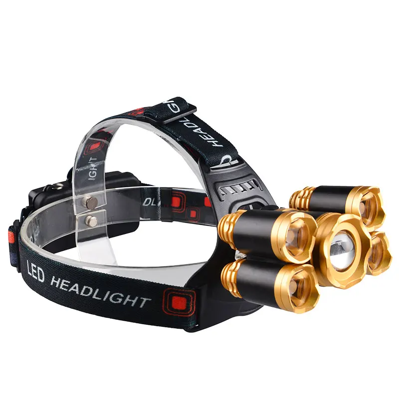 TMWT 5 светодиодов Перезаряжаемые фары Масштабируемые T6 светодиодный налобный фонарь с usb кабель Зарядное устройство