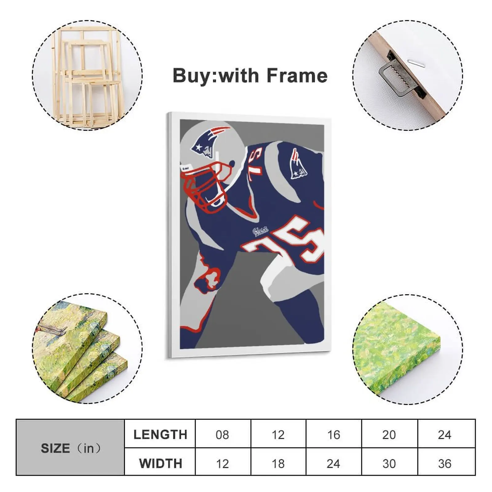 

Decor 75 Vince Wilfork Print Painting Canvas Hang A Picture for Living Room Wall Room Posters With Frame Modern Home