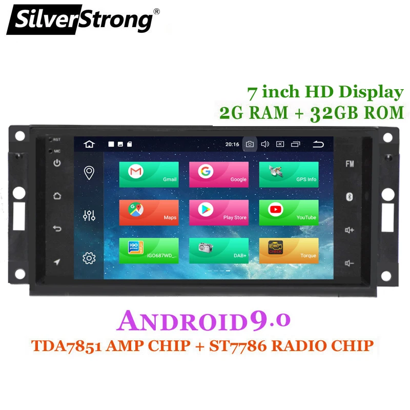 Автомобильная магнитола SilverStrong 2DIN 32G Android 9 0 gps для Jeep Cherokee 2009 2008 2010 Wrangler