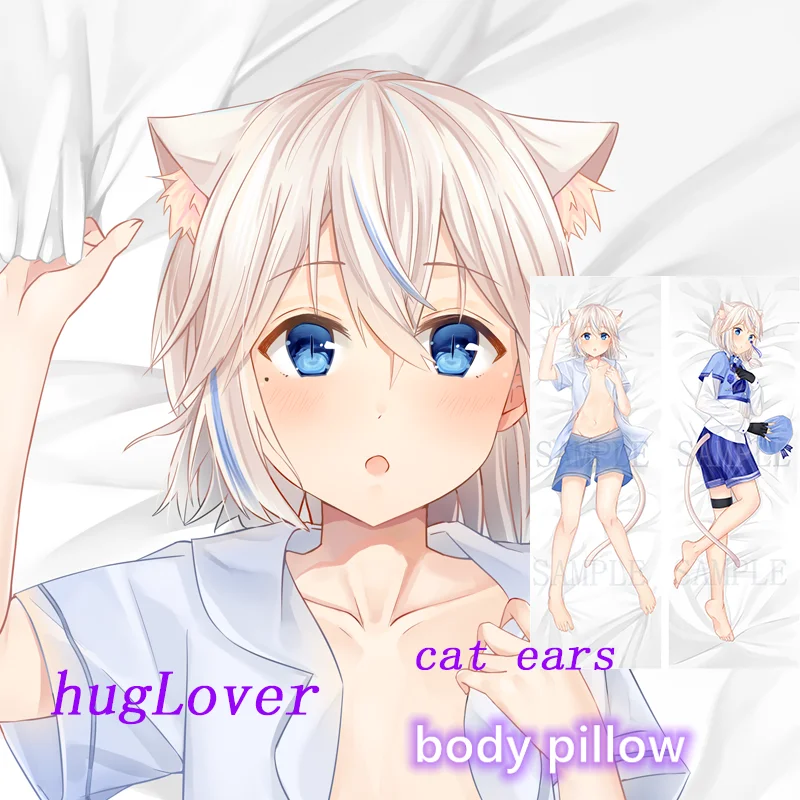Подушка для тела Dakimakura с кошачьими ушками двусторонняя наволочка принтом в