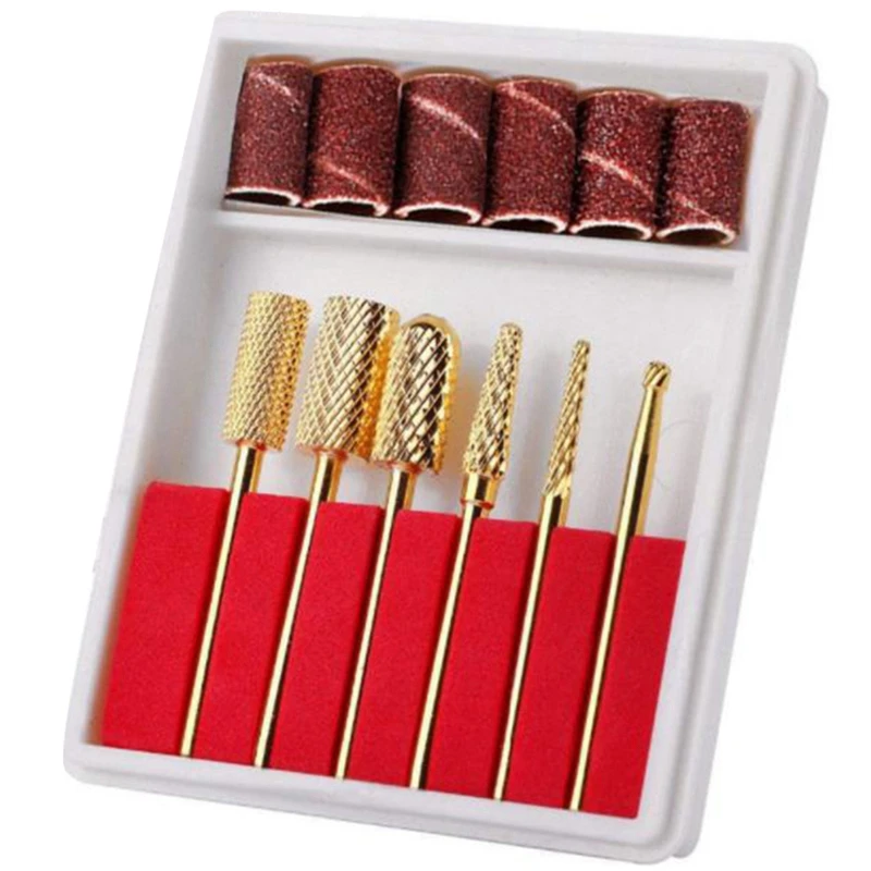 

Nail Drill Bits Set Gold Carbide Nail Art Bit Tools With Case Storage(1 Set Of 6Pcs Fine Drill Bits)