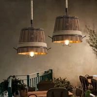 american retro loft barrel light industrial creative dining room cafe restaurant light adjustable chandelier wood drolight