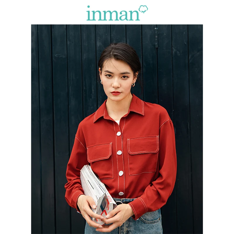 INMAN осень 2019 Новое поступление Литературная мода Ретро стиль красная элегантная